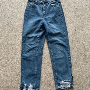 PrettyLittleThing Blue Straight Leg Jeans